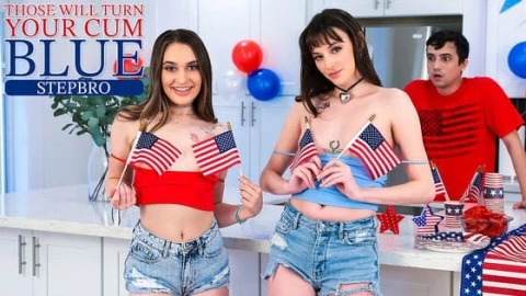 Lana & Sera Cum Dye Fun with Stepbrother